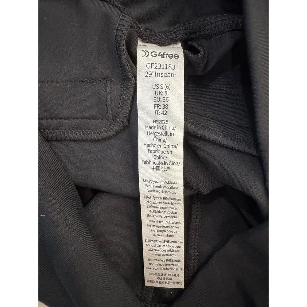 G4free Womens Black Wide Leg Yoga Pants High Waist Pockets Size 6 29" Inseam - Picture 4 of 4